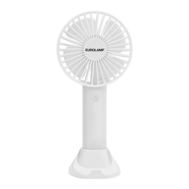 Ανεμιστήρας Χειρός Επαναφορτιζόμενος Με USB Με Βάση Κινητού Φ10 Λευκός Eurolamp 