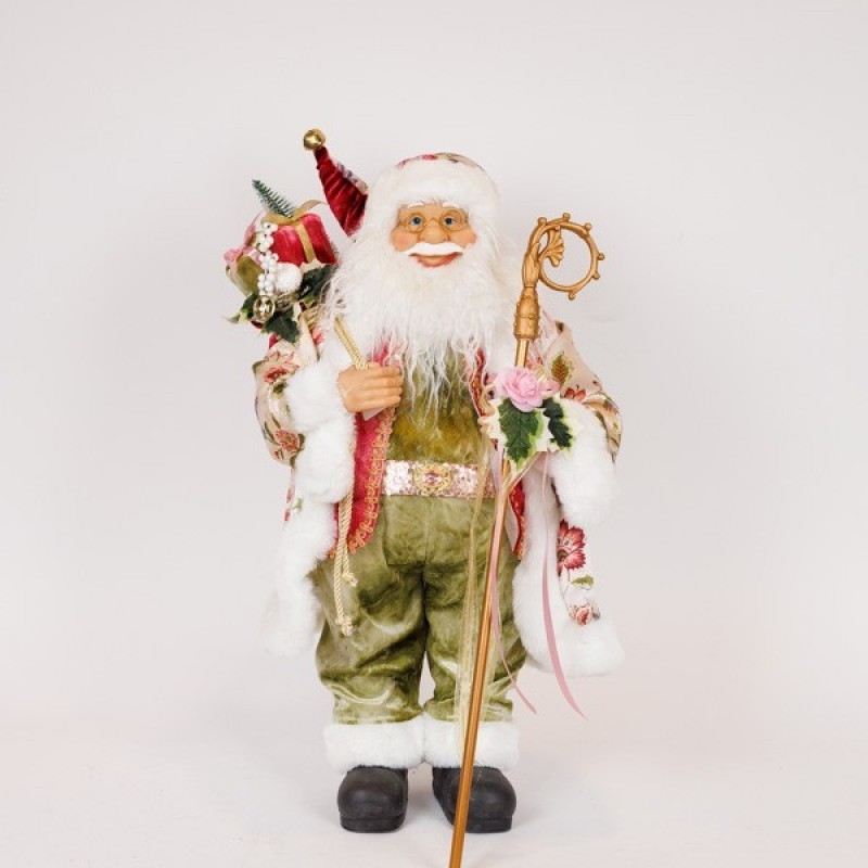 Αϊ  Βασίλης Με Ροζ Vintage Ρούχα 66cm Eurolamp