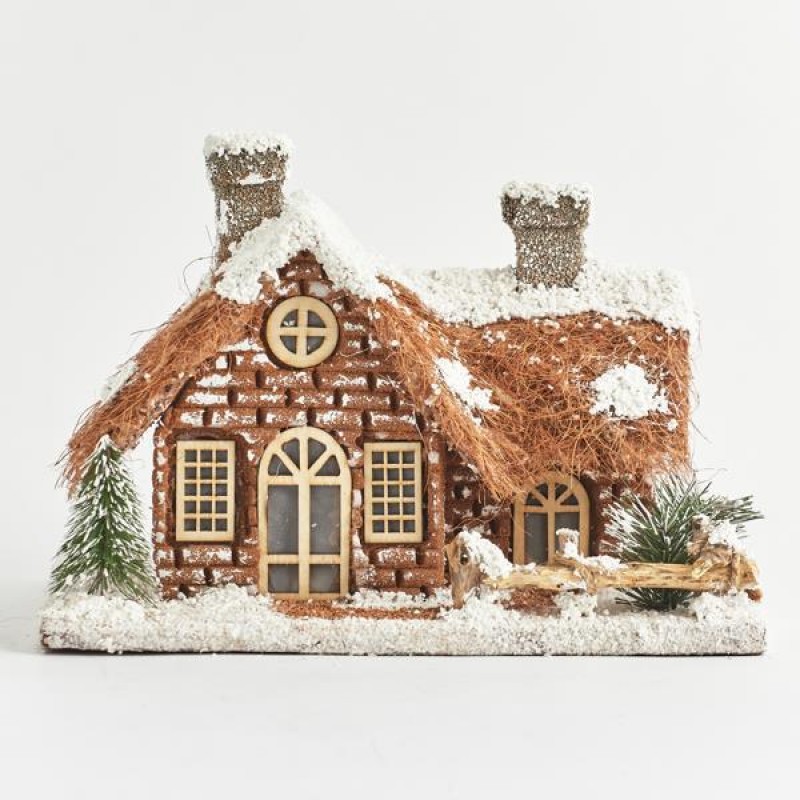 Σπιτάκι Φωτιζόμενο Με Μονοπάτι Μπαταρίας 30x20x20cm Eurolamp