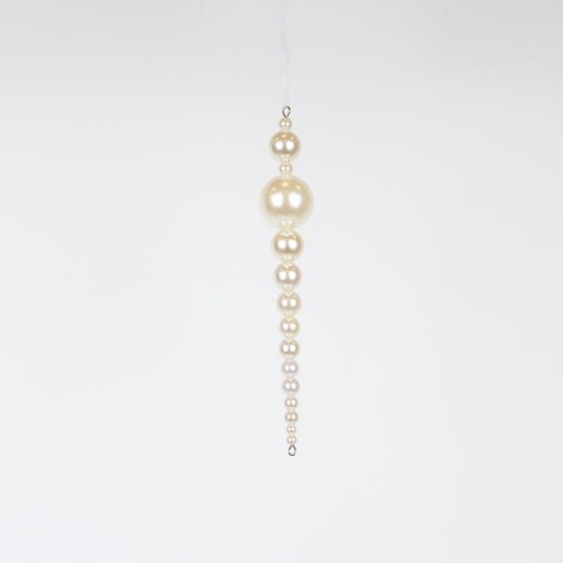 Χριστουγεννιάτικο Στολίδι Σταλακτίτης Με Πέρλες Λευκός 15cm Eurolamp