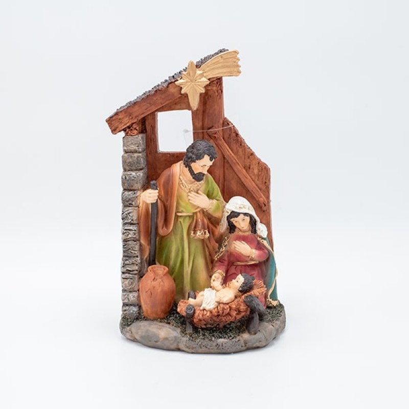 Θεία Γέννηση Σε Σπιτάκι - Φατνη 14x11.5x24.5cm Eurolamp