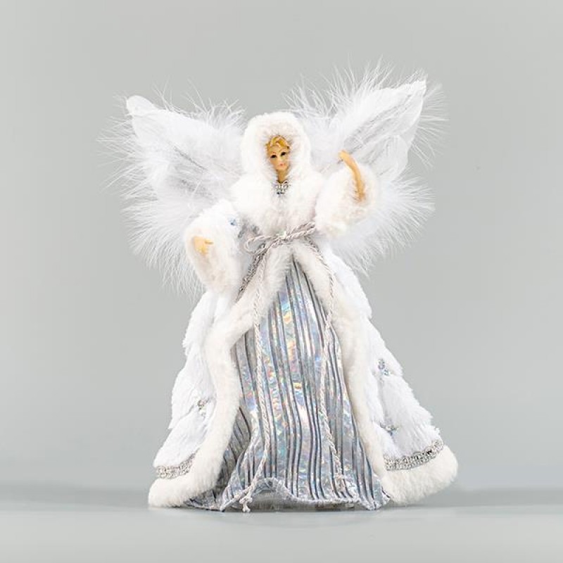 Νεράιδα Κορυφή Δέντρου Λευκή Με Ασημί 28cm Eurolamp