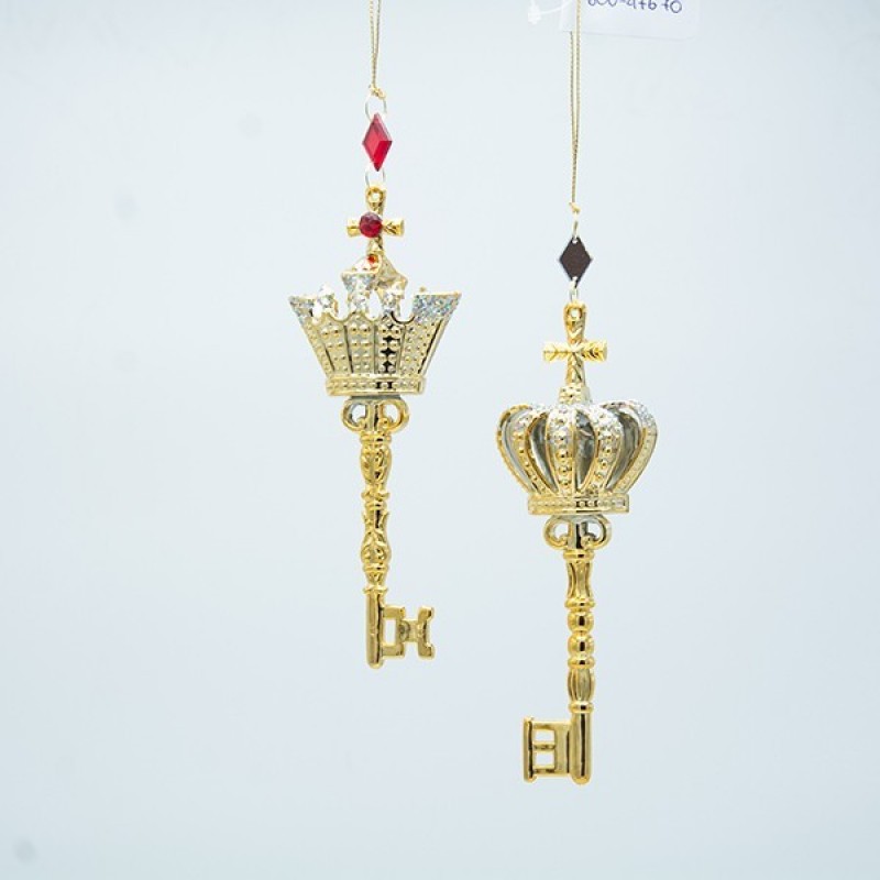 Πλαστικό Κλειδί Χρυσό Με Λίθους, 2 Σχέδια 5.5x3.3x17.3cm Eurolamp