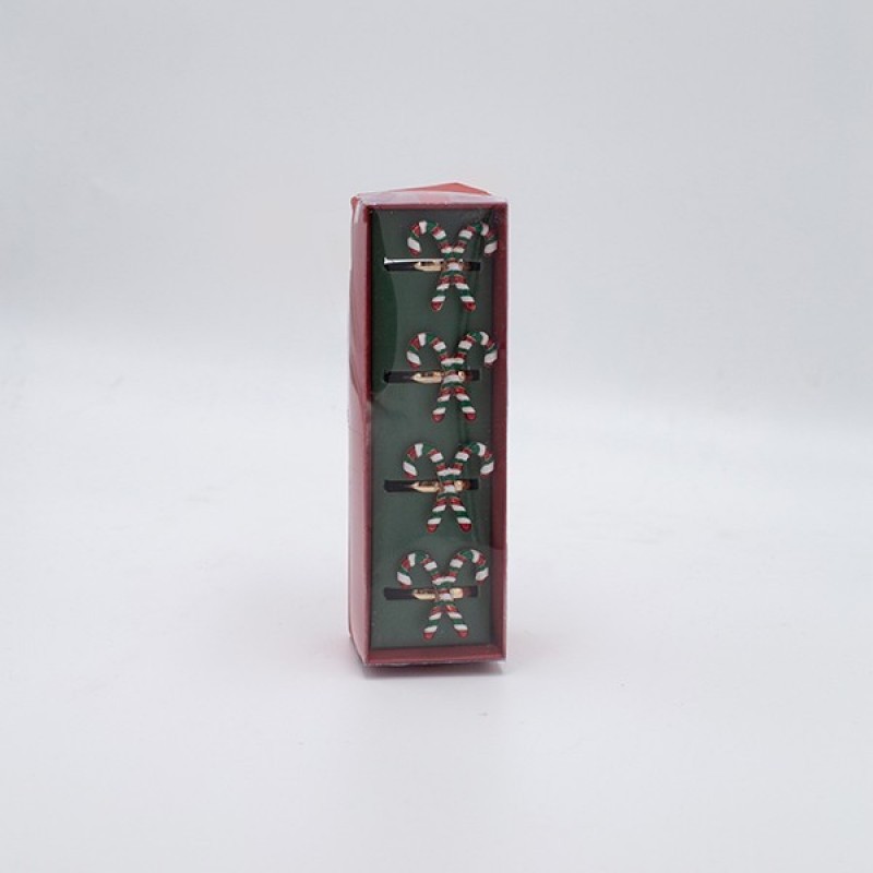 Δαχτυλίδια Πετσέτας Μεταλλικά Candy Cane Σετ 4Τμχ 3.2x3.5x4.5cm Eurolamp