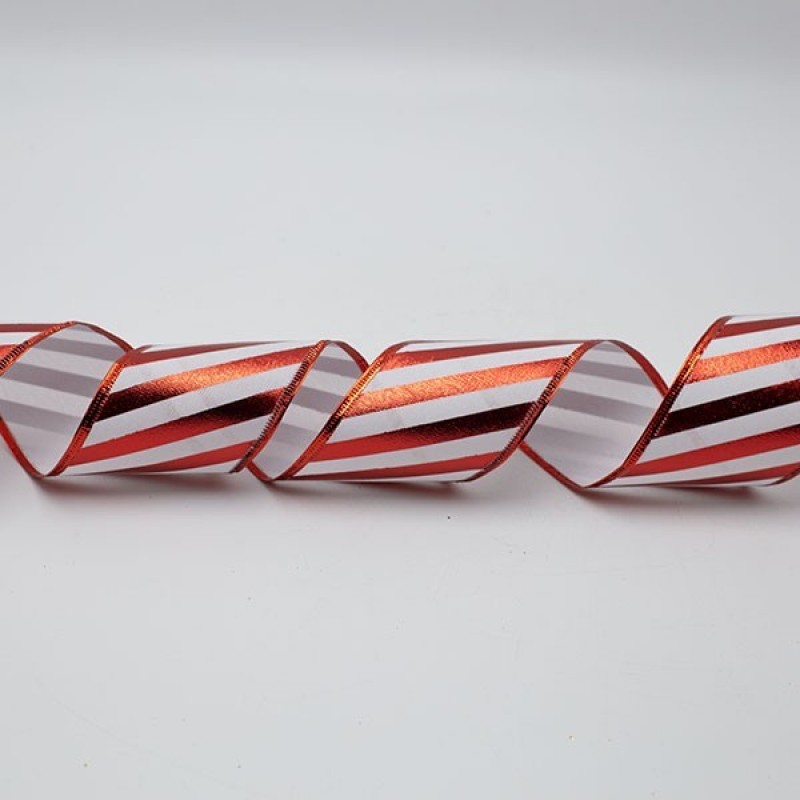 Χριστουγεννιάτικη Κορδέλα CANDY Μεταλλιζέ 6.30cm, 10m Eurolamp
