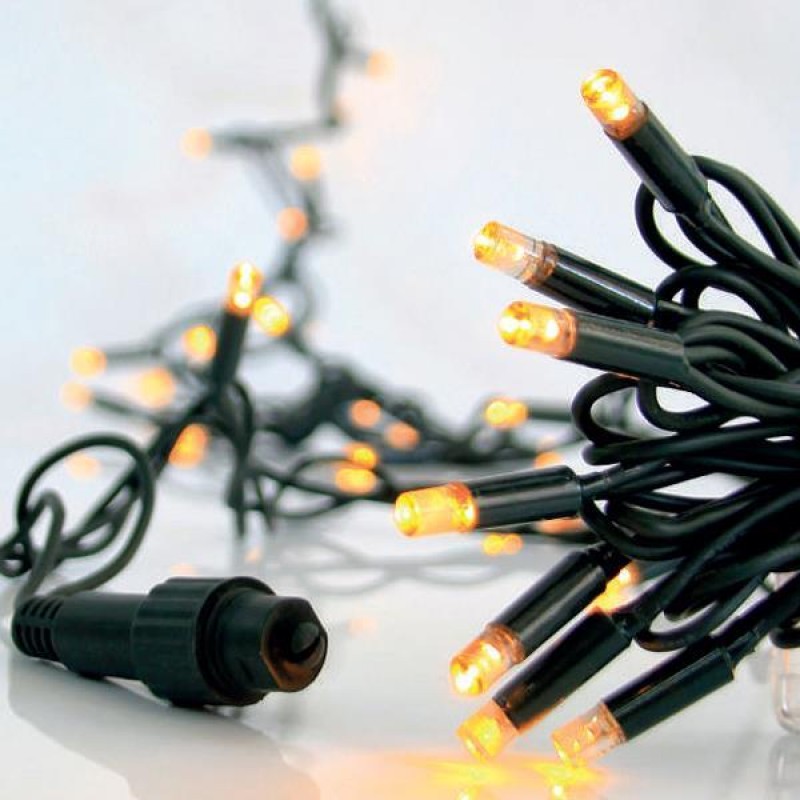 Σειρά 100 FLASH LED 5mm 230V Επέκταση Ως 3, Προέκταση Παροχής 150cm, Πράσινο Καλώδιο, Καουτσούκ, Θερμό Λευκό LED Ανά 10cm ΙΡ65 Eurolamp