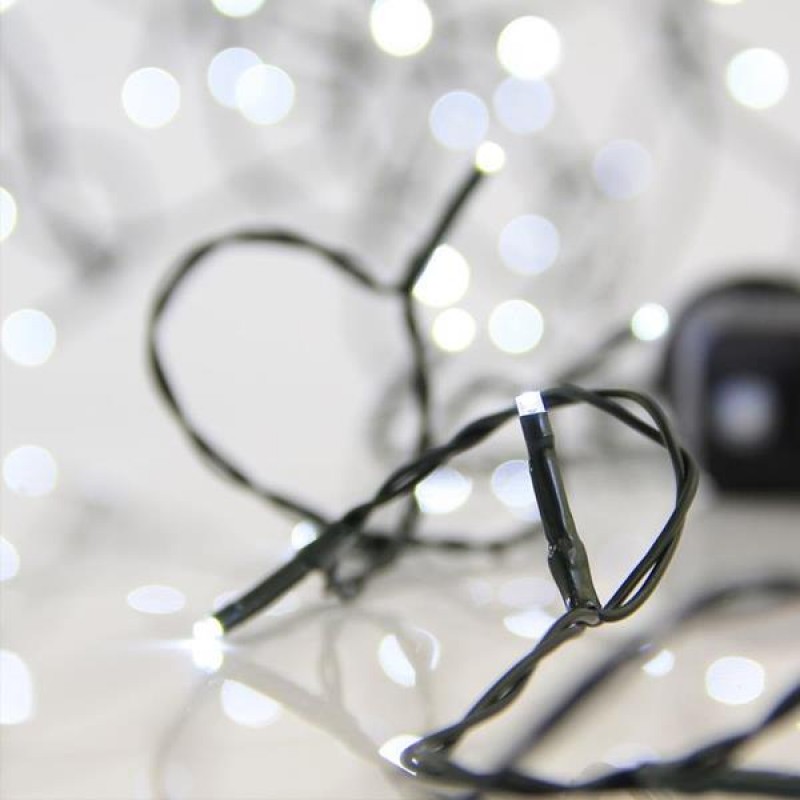 Φωτάκια Χριστουγεννιάτικα 400 Led/3mm/31V με 8 Προγράμματα Πράσινο Καλώδιο/Λευκό Φως ανά 5cm ΙΡ44 Eurolamp