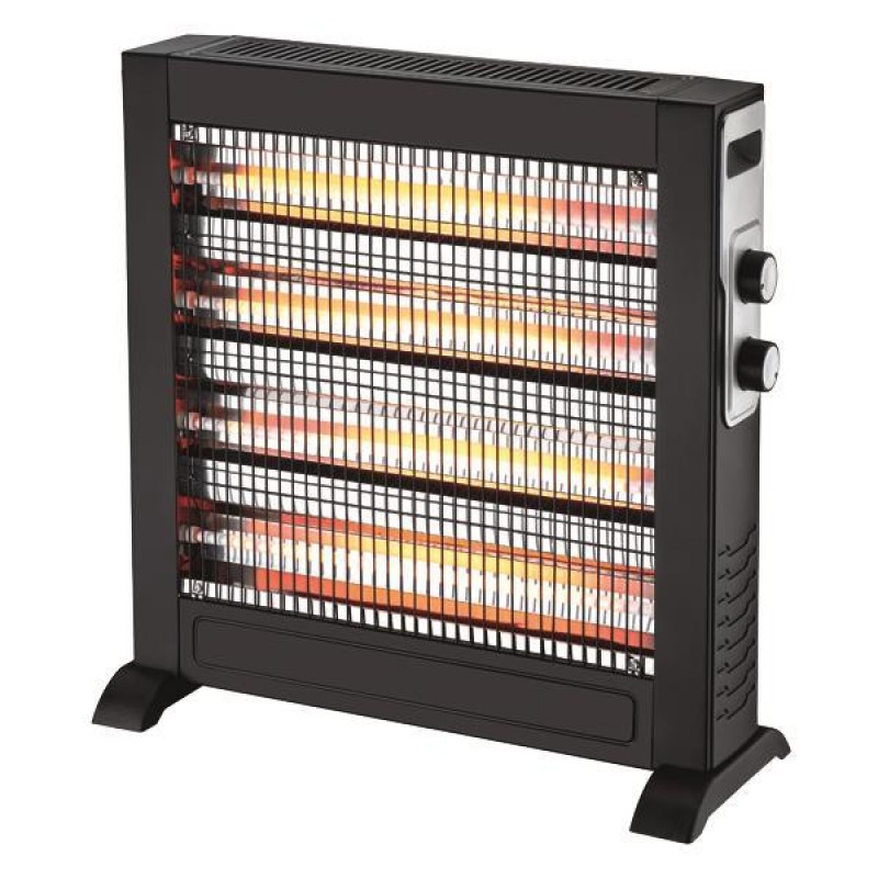 Θερμάστρα Χαλαζία Slim 2800w Μαύρη Με Θερμοστάτη Eurolamp