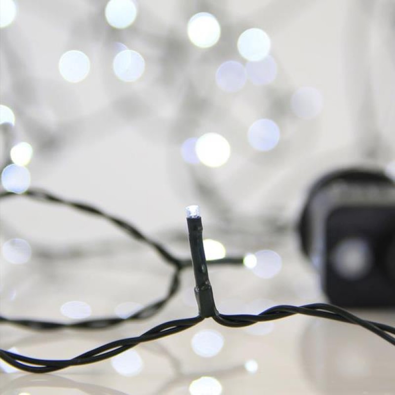 Σειρά 240 LED 3mm 31V, 8 Προγράμματα, Μετασχηματιστή Με Μνήμη, Προέκταση Παροχής 300cm, Πράσινο Καλώδιο, Λευκό LED, Ανα 5cm ΙΡ44 Eurolamp