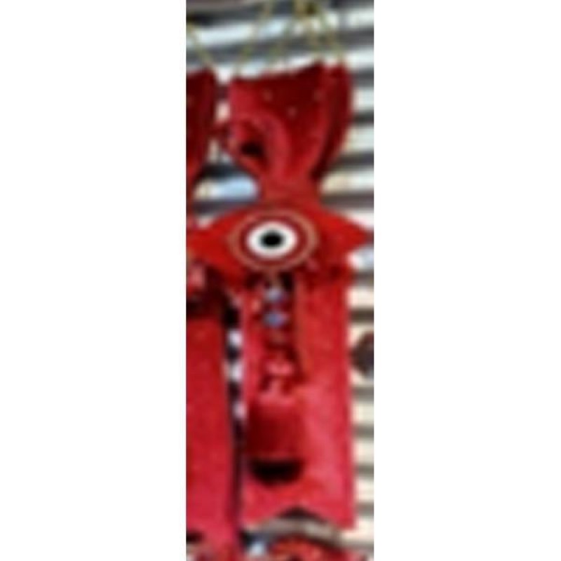 Κρεμαστό Γούρι Μπορντό Με Βελούδινη Κορδέλα Και Μάτι 35cm Eurolamp