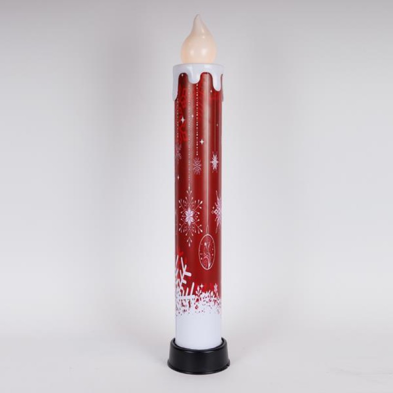 Κερί Φωτιζόμενο 14x82cm, Κόκκινο Με Χιονονιφάδες Με Κίνηση Στη Φλόγα, Μπαταρίας 3xAA, Timer, 6 Θερμά Λευκά LED IP44 Eurolamp 