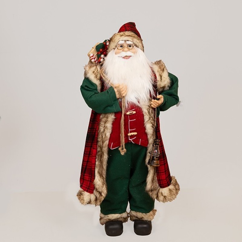 Αϊ Βασίλης Με Κόκκινη Καρό Κάπα 90 cm Eurolamp