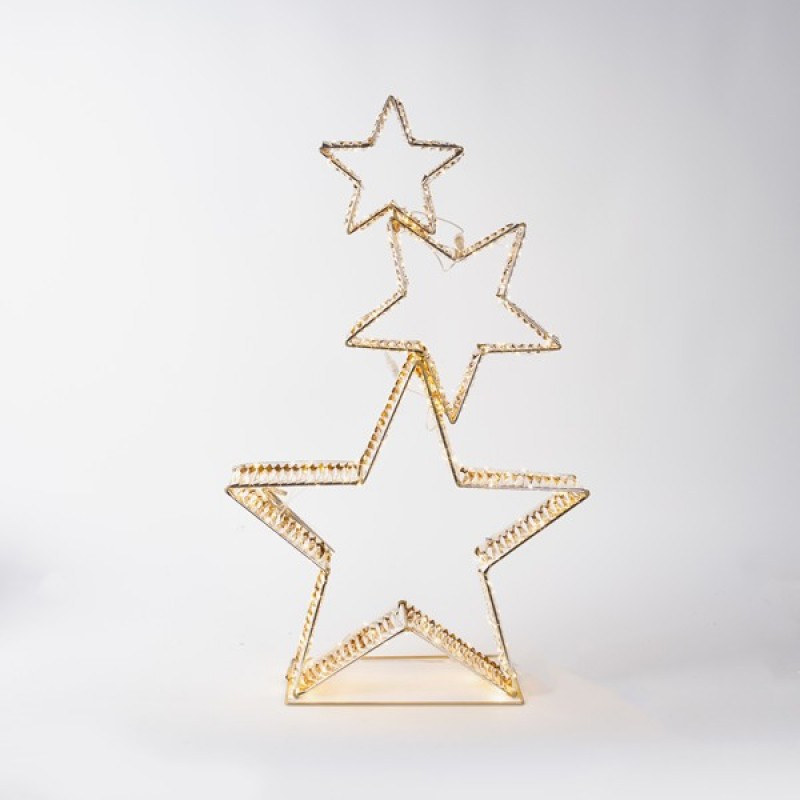 Φωτιζόμενα Χρυσά Αστέρια 82cm, 350 Mini LED 4,5V Μετασχηματιστή, Χρονοδιακόπτη, Ασημί Χάλκινο Καλώδιο, Χρυσός Μεταλλικός Σκελετός, Θερμό Λευκό LED, Προέκταση Παροχής 5m, IP44 Eurolamp