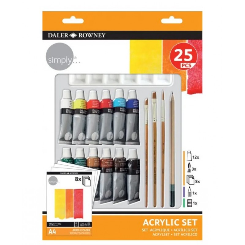 Σετ Ακρυλικά Χρώματα 25Τμχ 12ml Simply Acrylic Daler Rowney 