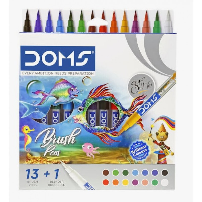 Μαρκαδόροι Brush Pen 13 Χρώματα +1 Blender Doms 