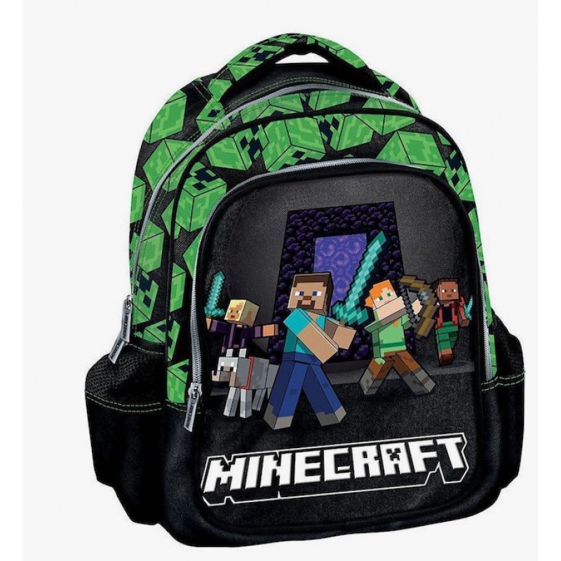 Σχολική Τσάντα Πλάτης Νηπιαγωγείου Minecraft Πράσινη Graffiti 