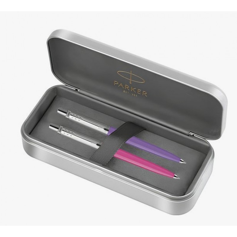 Σετ Δώρου Θήκη & 2 Στυλό Parker Jotter Original Ballpoint Γραφής Μπλέ Ροζ & Μωβ Graffiti