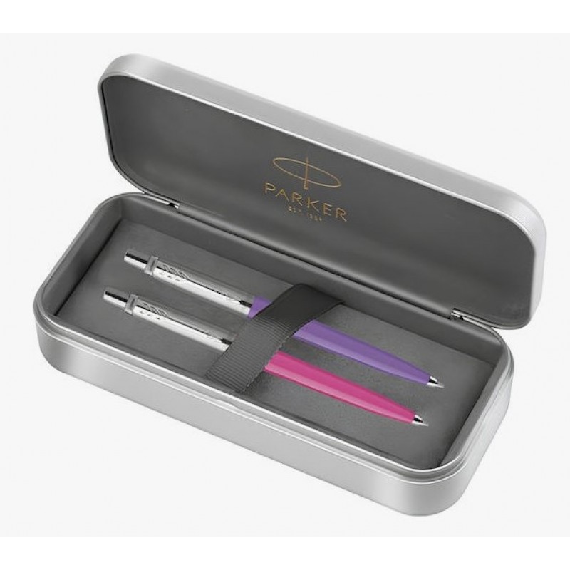 Σετ Δώρου Θήκη & 2 Στυλό Parker Jotter Original Ballpoint Γραφής Μπλέ Ροζ & Μωβ Graffiti