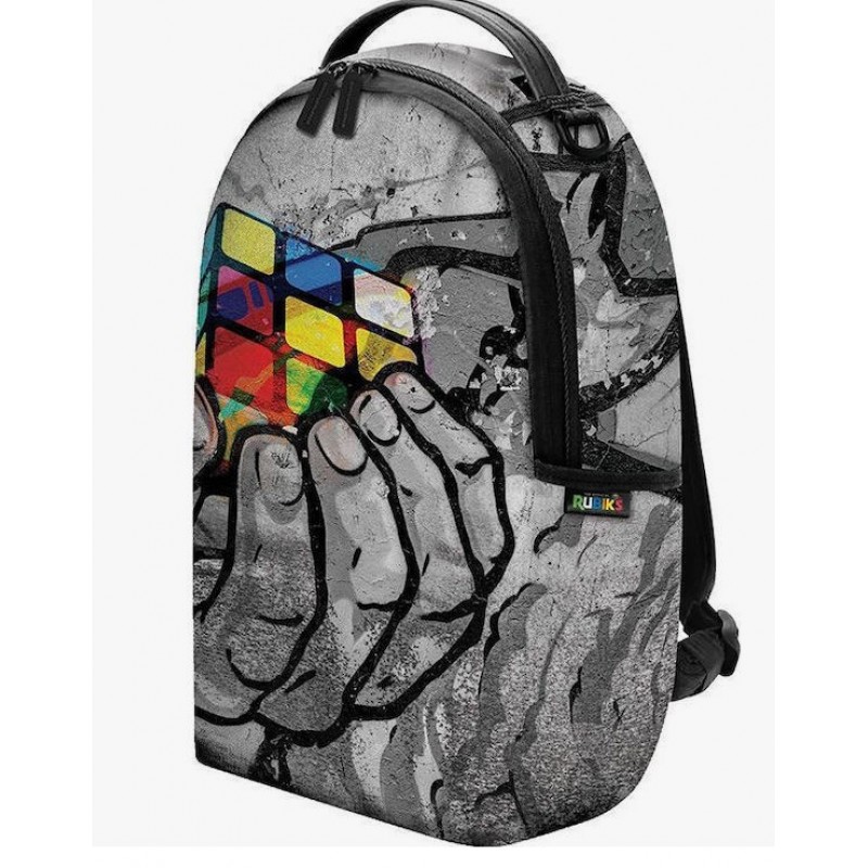 Σχολική Τσάντα Πλάτης Δημοτικού Rubik's με Θήκη για Παγούρι Πολύχρωμη Graffiti 