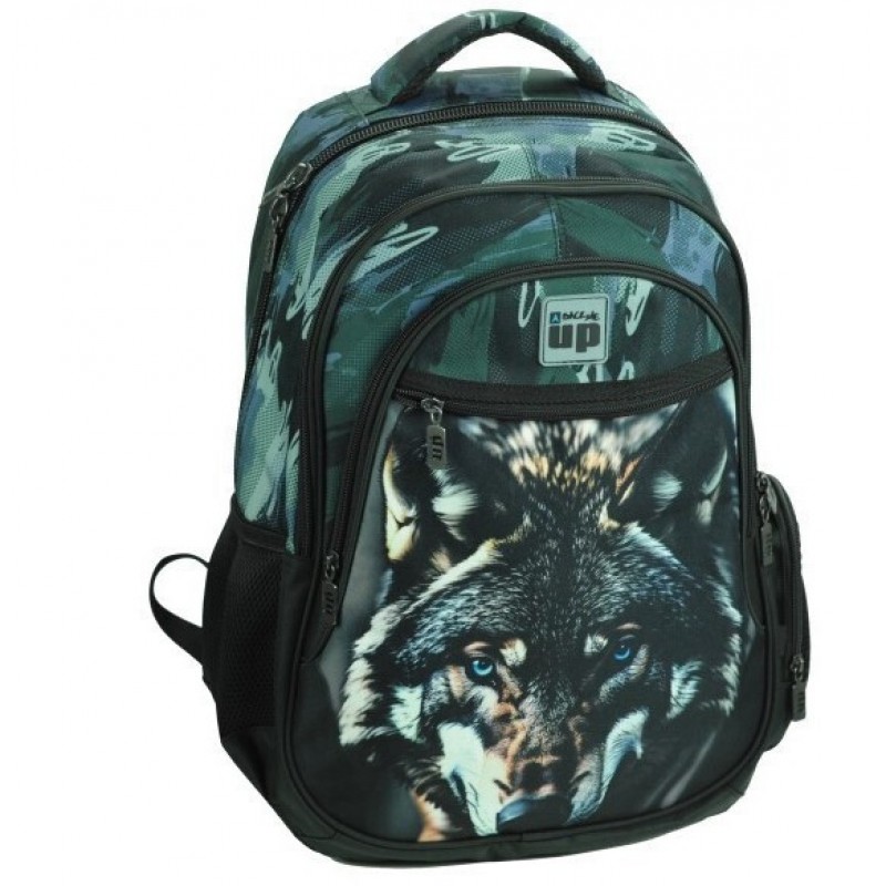 Σχολική Τσάντα Πλάτης Δημοτικού Μπλε Blue Eye Wolf  Back Me Up Gim 