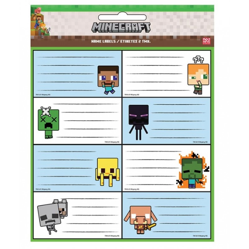Σχολικές Αυτοκόλλητες Ετικέτες Minecraft  Gim