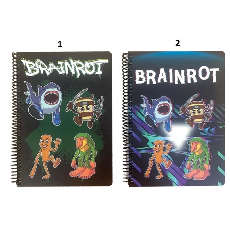 Σπιράλ Τετράδιο Ριγέ Β5 2 Θεμάτων Brainrot (Διάφορα Σχέδια/Χρώματα) Gim 