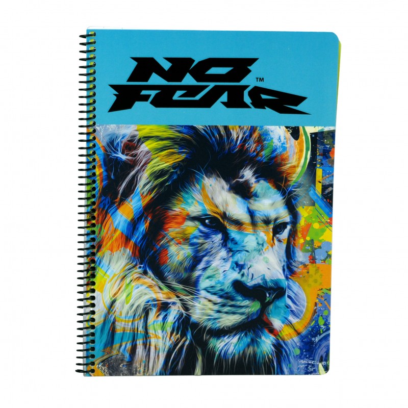 Σπιράλ Τετράδιο Ριγέ A4 No Fear Fluo Lion-Gradient Blue 70 Φύλλων 2 Θεμάτων 2 Σχέδια Back Me UP 