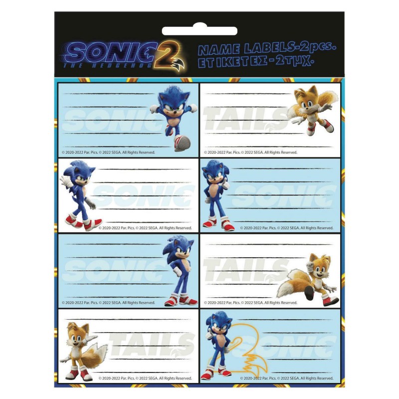Ετικέτες Τετραδίων Sonic 2Τμχ Gim
