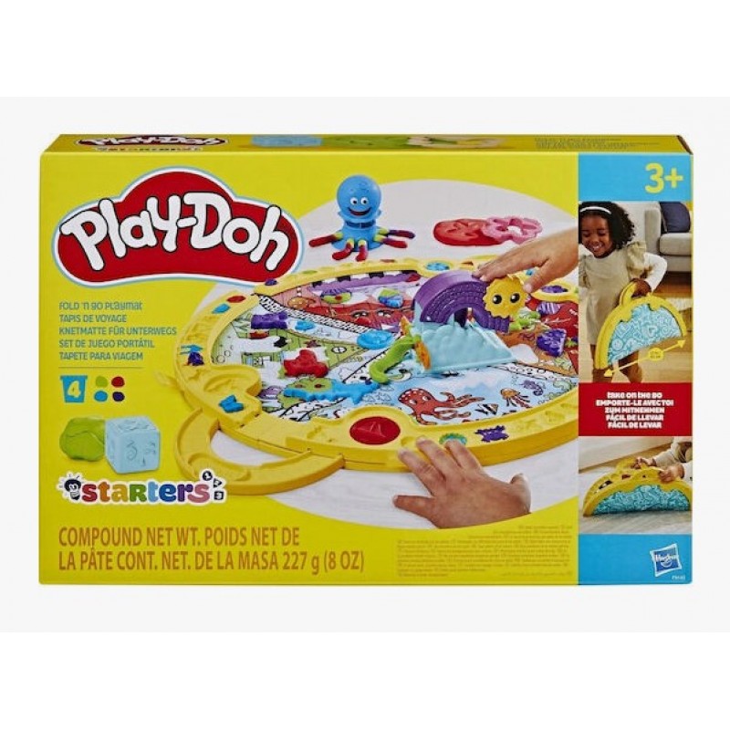 Play-Doh Σετ Πλαστοζυμαράκι Πλαστελίνης Fold N Go Playmat 4 Χρώματα 3+ Ετών Hasbro 
