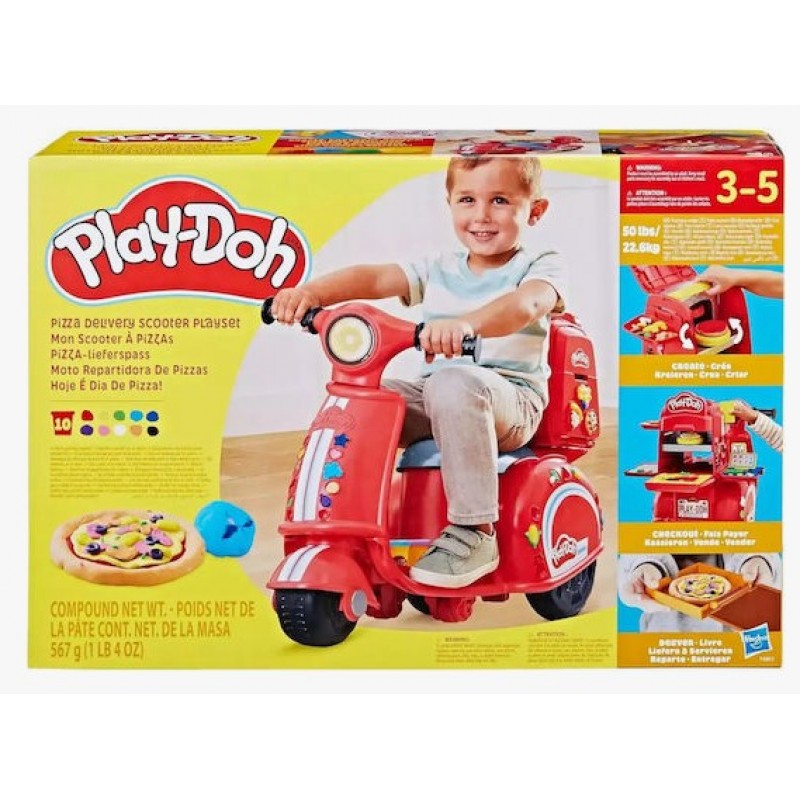 Play-Doh Σετ Πλαστοζυμαράκι Πλαστελίνης Pizza Delivery Scooter Μαγειρικής 10 Χρώματα 3+ Ετών Hasbro 