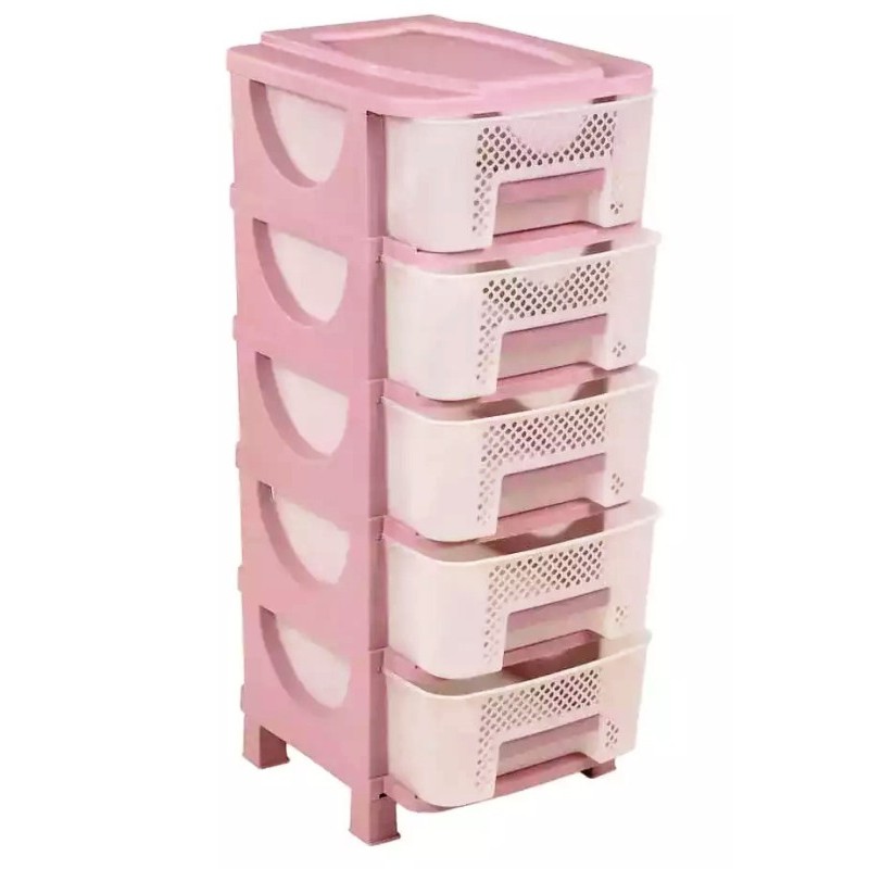 Συρταριέρα ΟΥΜΑ Πλαστική Ροζ Χρώμα με 5 Διάτρητα Συρτάρια 38x42x95εκ Homeplast 