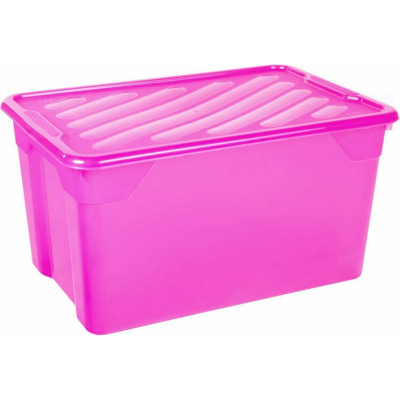 Κουτί Αποθήκευσης Πλαστικό με Καπάκι Ροζ Nak 67L 60x40x31εκ Homeplast 