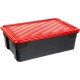Κουτί Αποθήκευσης Πλαστικό Μαύρο με Κόκκινο Καπάκι Nak 43L 60x40x19εκ Homeplast 