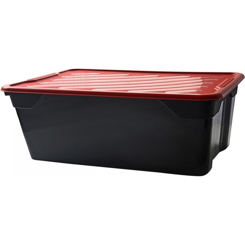 Κουτί Αποθήκευσης Πλαστικό Μαύρο με Κόκκινο Καπάκι Nak 43L 60x40x19εκ Homeplast 