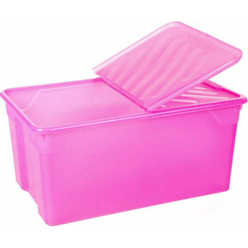 Κουτί Αποθήκευσης Πλαστικό με Καπάκι Ροζ Nak 92L 70x46x34εκ Homeplast 