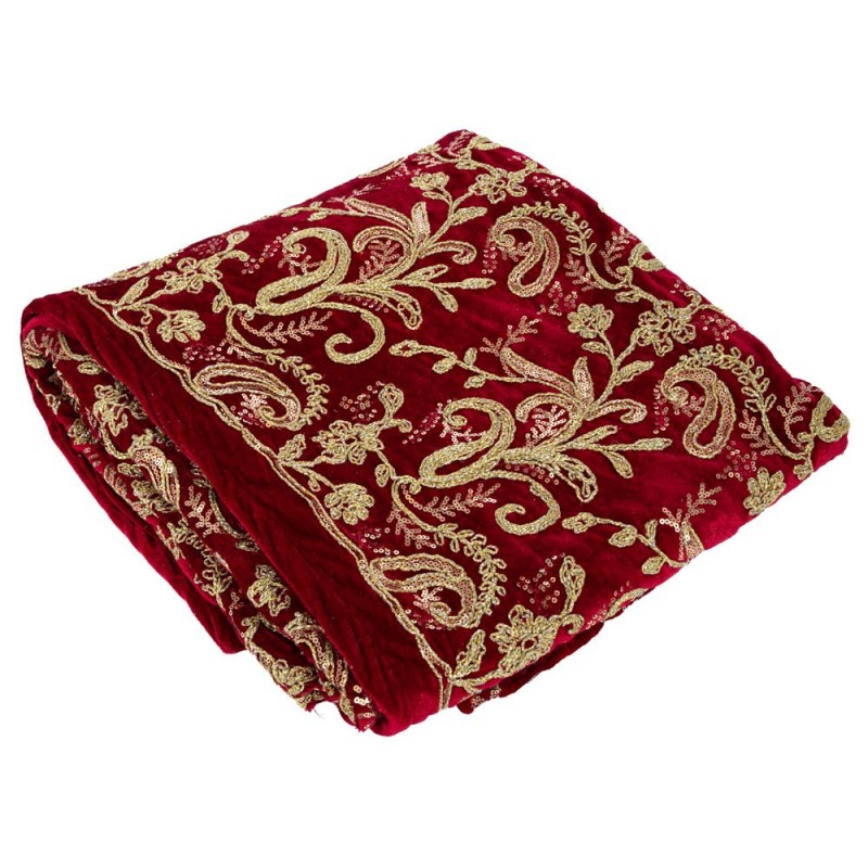 Ύφασμα Embroidery Βελούδο Μπορντό 150Εκx3M Με Τελείωμα Μπορντό-Χρυσό Iliadis
