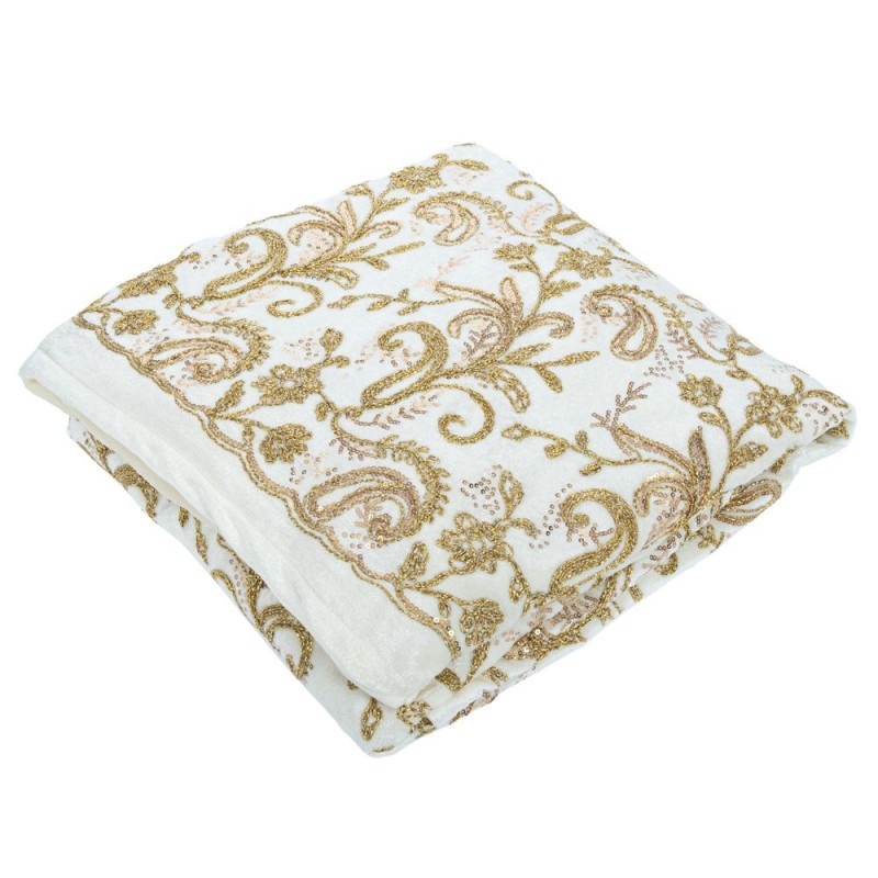 Ύφασμα Embroidery Βελούδο 150Εκx3M Με Τελείωμα Εκρού-Χρυσό Iliadis