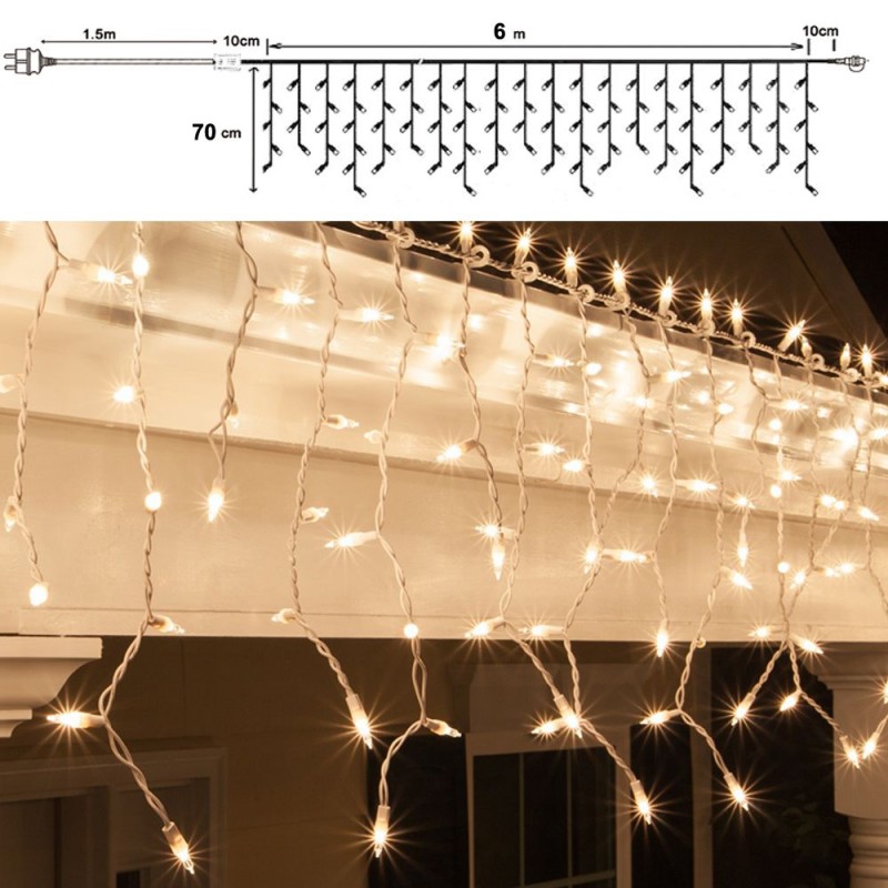 Σταλακτίτης Διάφανο Λευκό 300 Led 8 Προγράμματα 6Μx70Εκ