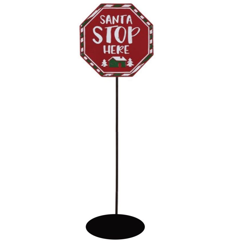 Μεταλλική Ταμπέλα Santa Stop Here 25x90Εκ