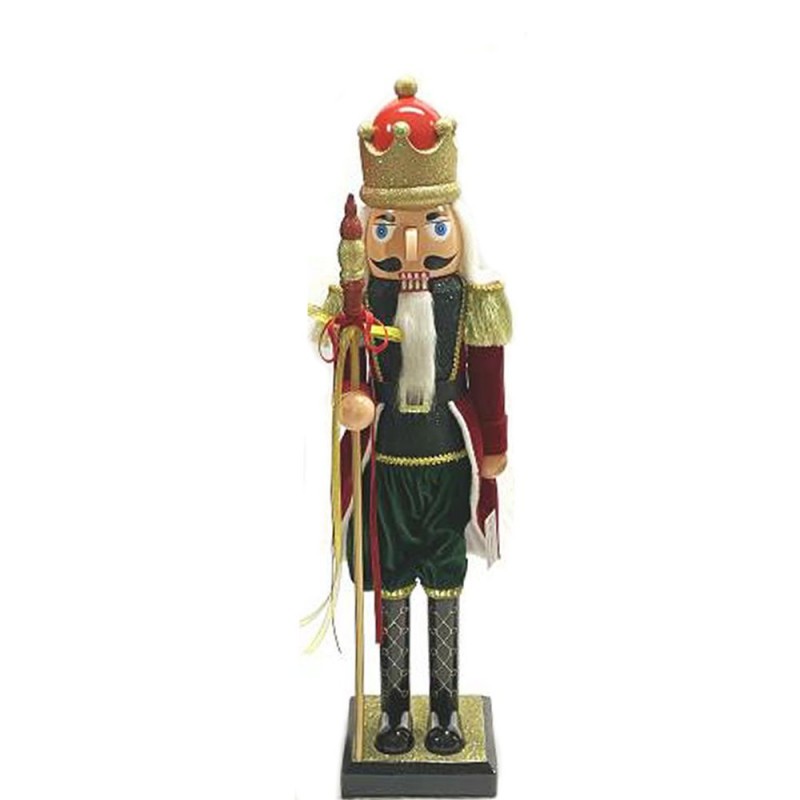 Διακοσμητικός Καρυοθραύστης Με Σκήπτρο σε Κόκκινο & Πράσινο Χρώμα Ύψος 110Εκ