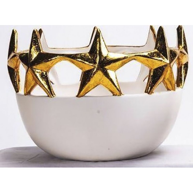 Μπολ Με Αστέρια  Κεραμικό Λευκό/Χρυσό  26Χ26Χ19Εκ