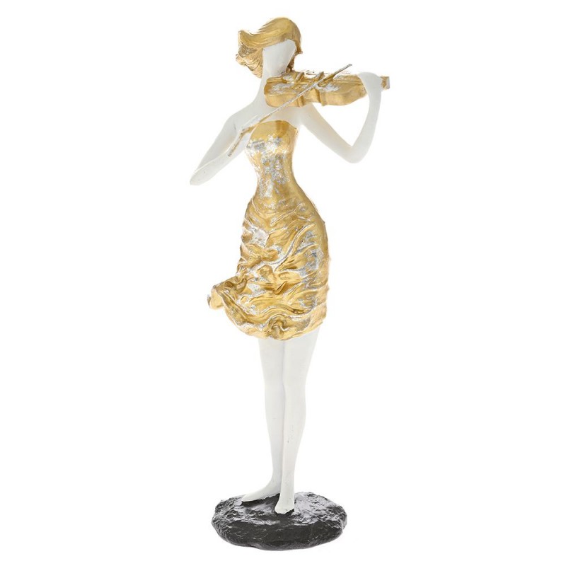 Διακοσμητικό Κοπέλα Με Βιολί Χρυσή Πολυρεζίν 13x10x25Εκ