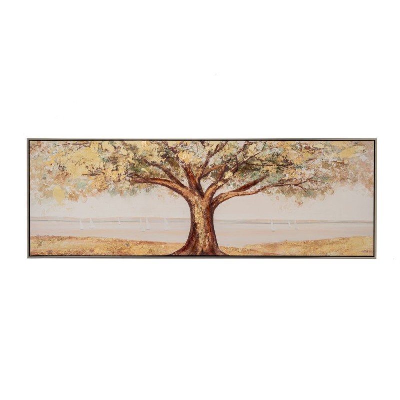 Πίνακας Ελαιογραφία Πάνω Σε Τυπωμένο Καμβά Με Δέντρο Πράσινο Και Ασημί Κορνίζα 152x4.5x52.5Εκ