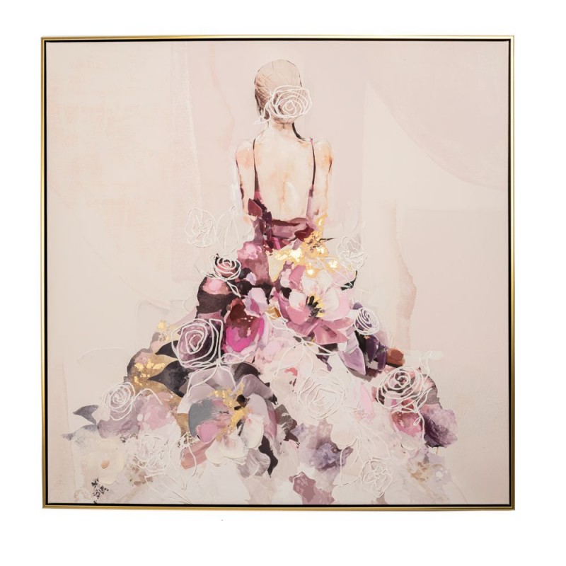 Πίνακας Ελαιογραφία Σε Τυπωμένο Καμβά Γυναίκα Με Μωβ Φόρεμα Σε Χρυσή Κορνίζα 102.5x4.5x102.5Eκ