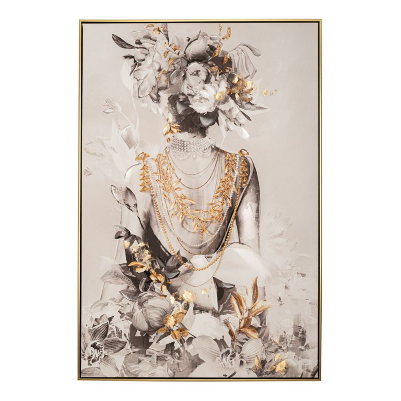 Πίνακας Ελαιογραφία Σε Τυπωμένο Καμβά Γυναίκα Με Λευκό Φόρεμα Σε Χρυσή Κορνίζα 82.5x4.5x122.5Εκ
