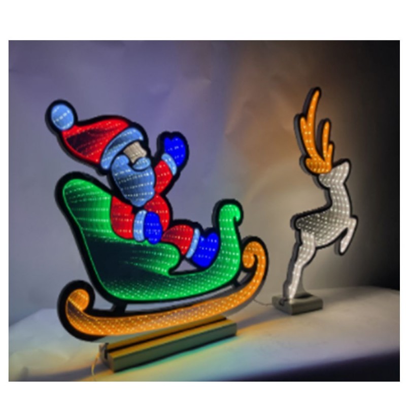 Φωτιζόμενο Έλκυθρο Με Άι Βασίλη 100x46Εκ Iliadis