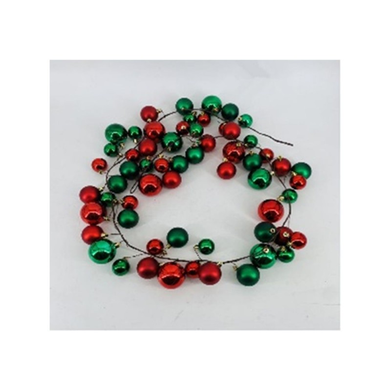 Χριστουγεννιάτικη Γιρλάντα Με Πράσινες Κόκκινες Μπάλες 180Εκ Iliadis