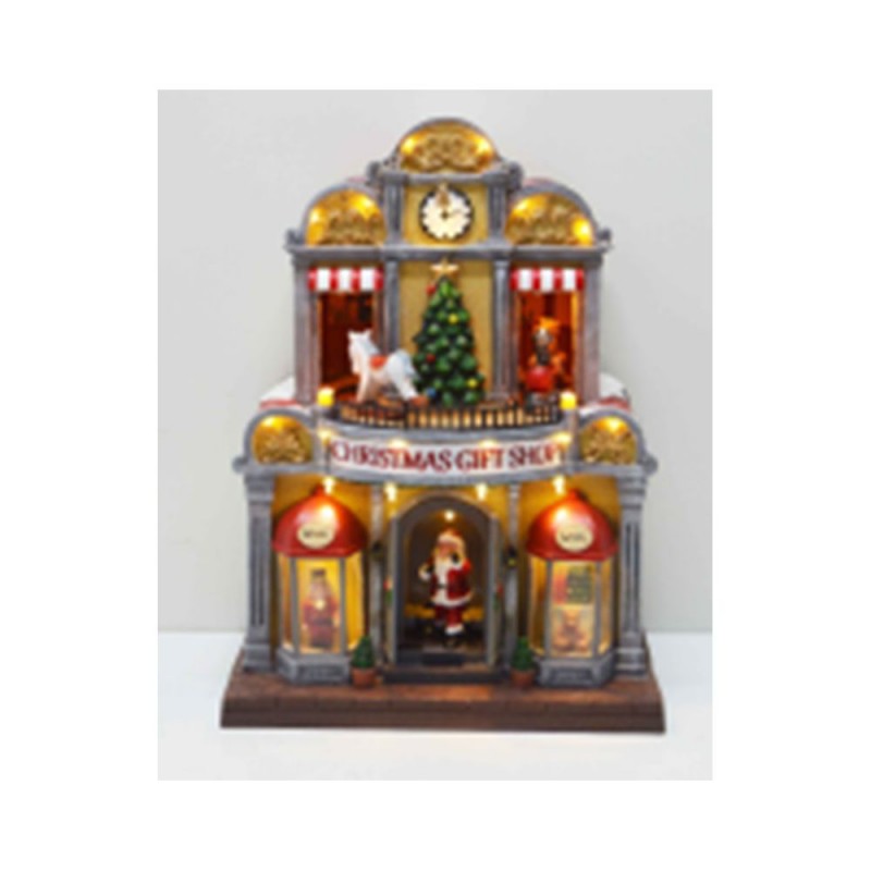 Χριστουγεννιάτικο Διακοσμητικό Gift Shop Με Φως Μουσική Και Κίνηση με Αντάπτορα Ρεύματος 24Χ18Χ30.5Εκ