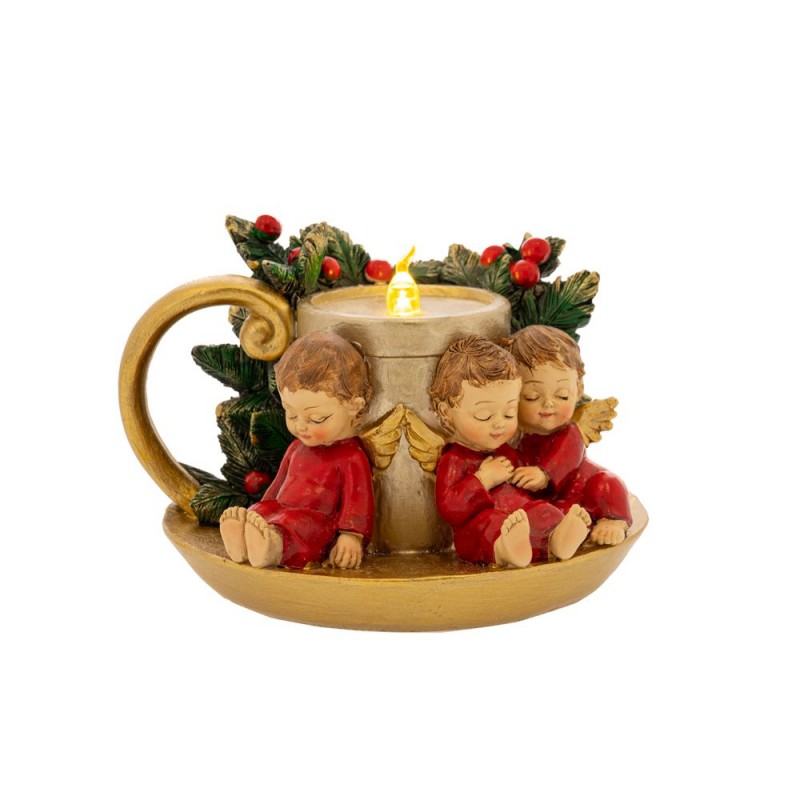 Διακοσμητικά Αγγελάκια Πολυρεζίνης Σε Καντηλερί 13x12x9.5Εκ Iliadis