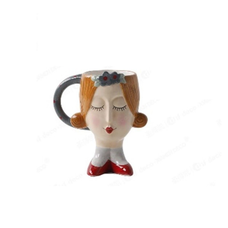 Πολύχρωμη Κεραμική Κούπα Σε Σχήμα Κοπέλας 15x10x16Εκ Iliadis